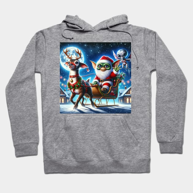 Christmas Gremlin and Alien Hoodie by TooplesArt